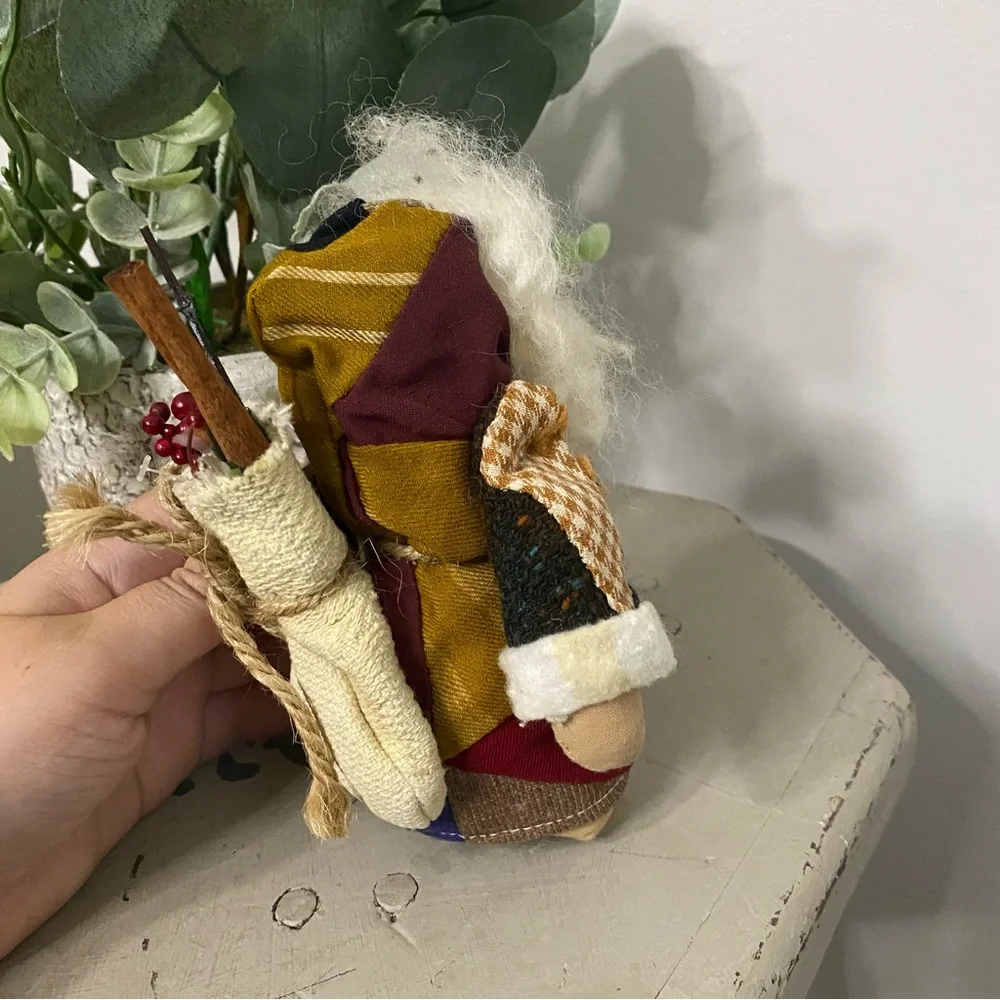 Vintage Rustic Handmade Country Fabric Style Santa Figurine